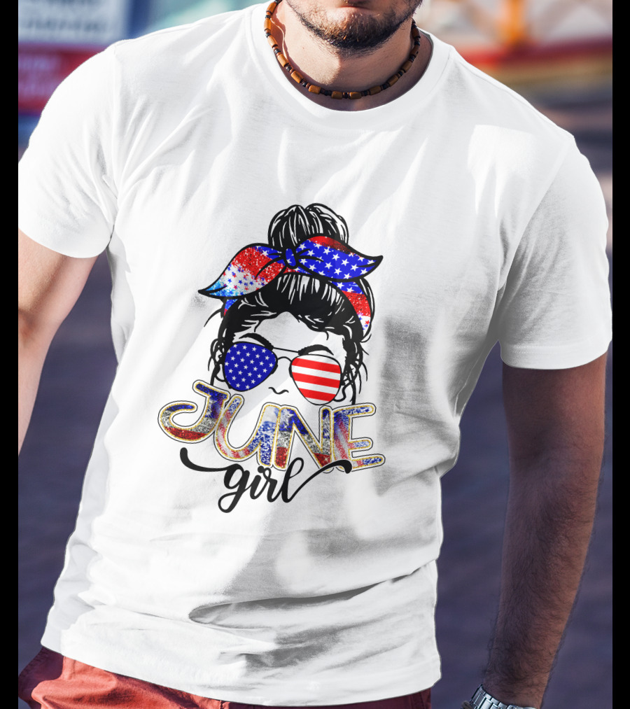 June Girl American Flag Bandana Sunglasses T-Shirt