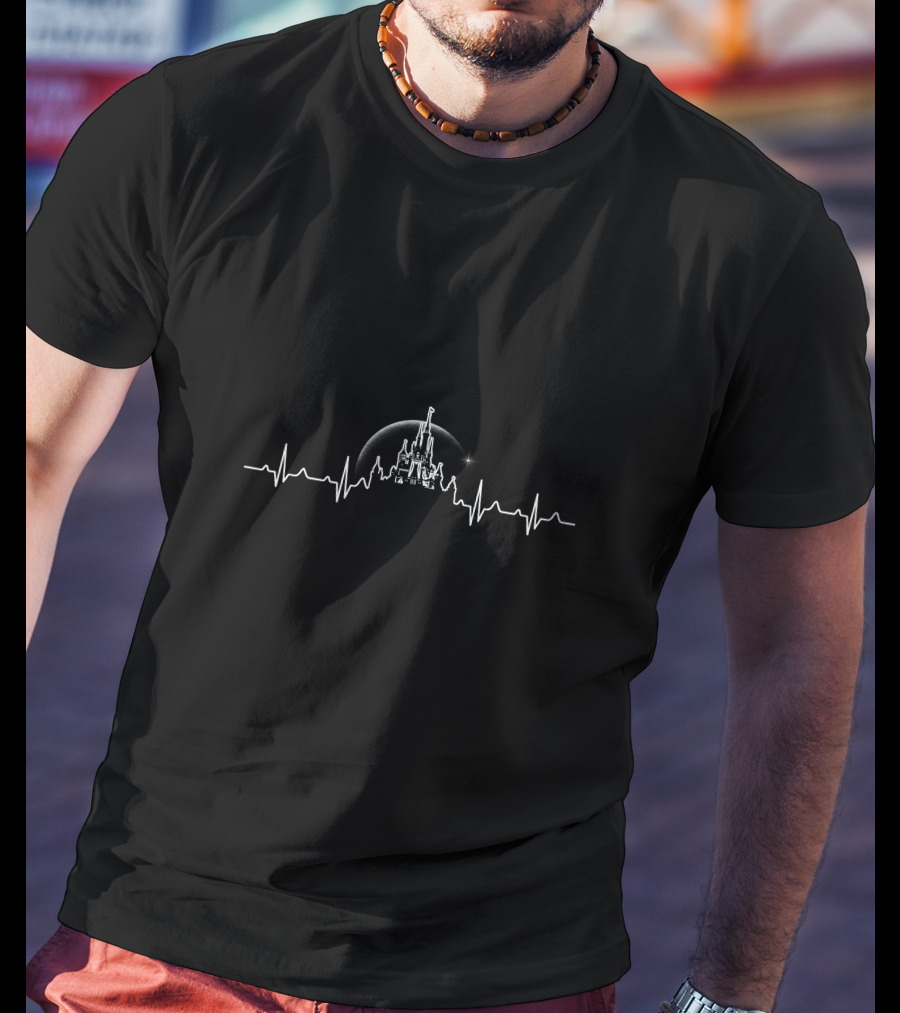 Disney Castle Heartbeat Moon EKG Line T-Shirt