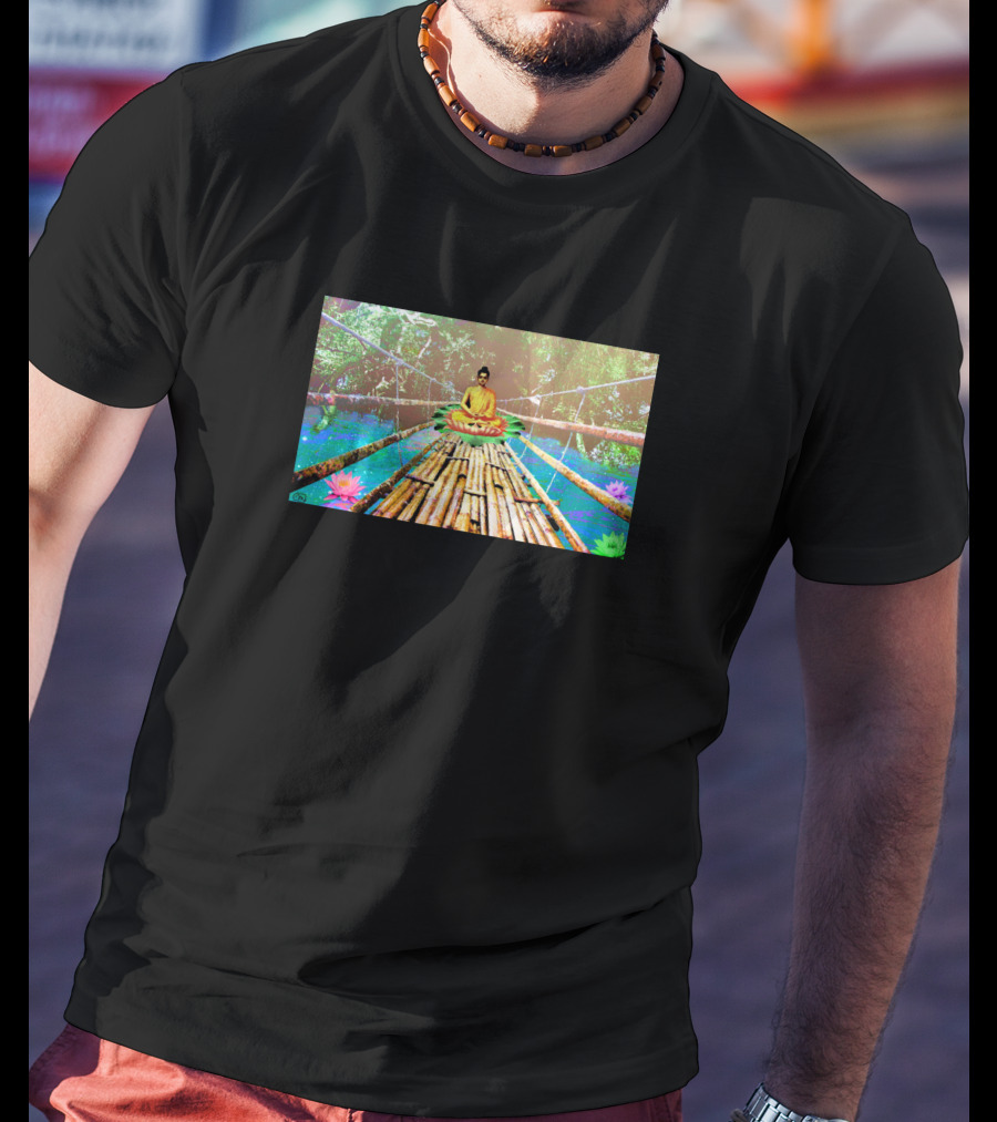A Bridge To Buddha Meditation Over Serene Lotus Waters 170454 T-Shirt
