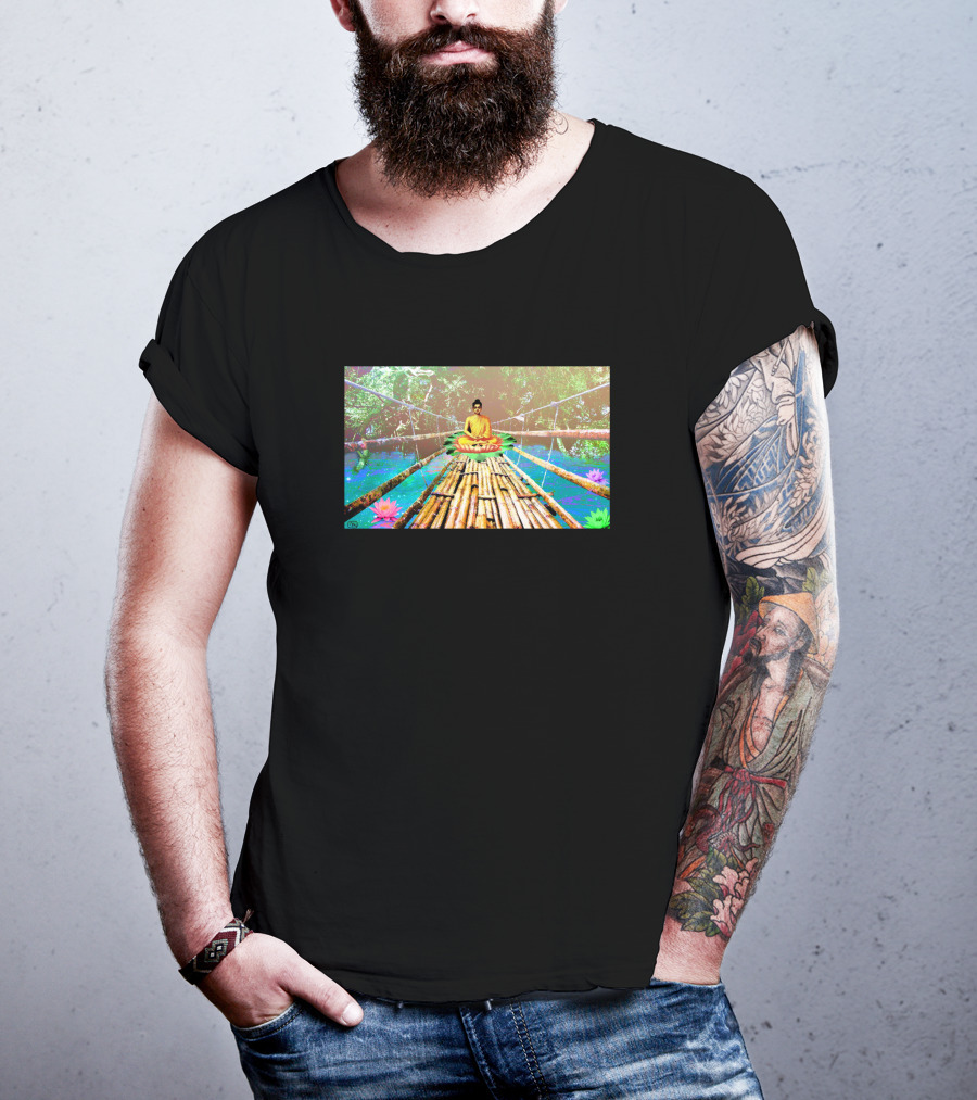 A Bridge To Buddha Meditation Over Serene Lotus Waters 170454 T-Shirt