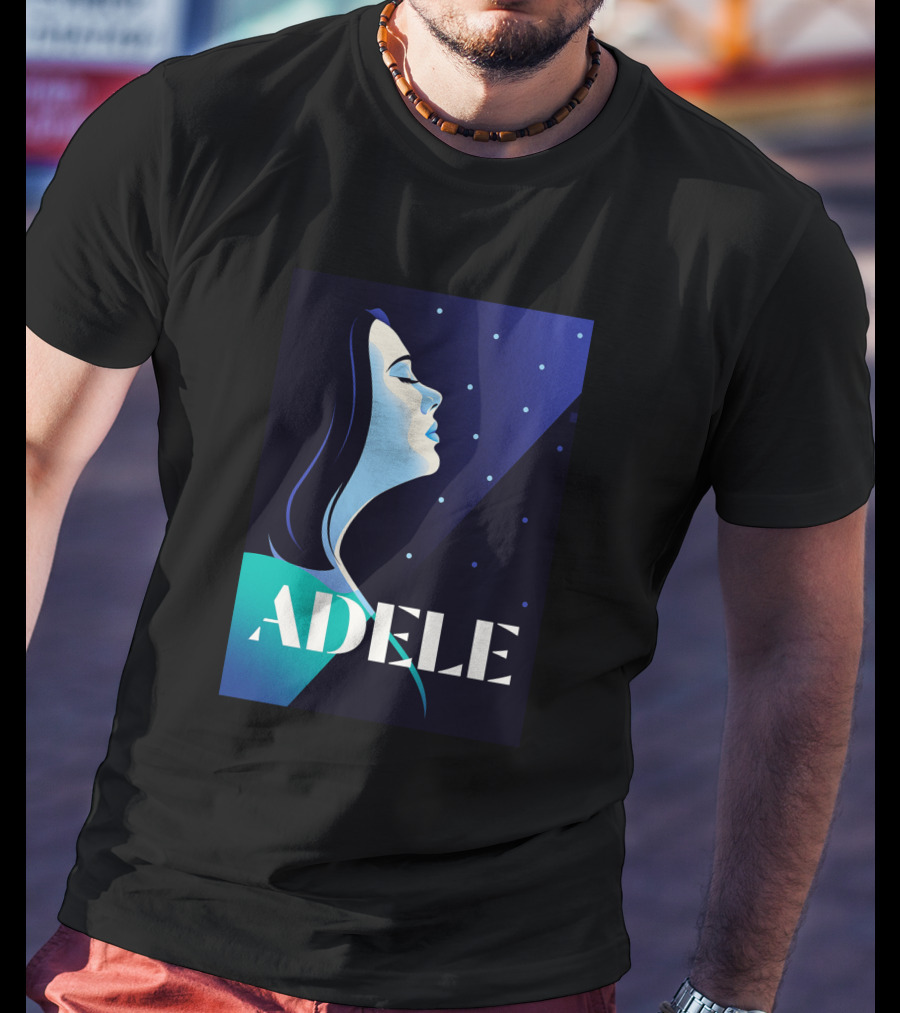 ADELE 1436941 Retro Style Portrait With Night Sky T-Shirt