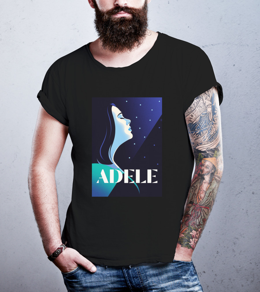 ADELE 1436941 Retro Style Portrait With Night Sky T-Shirt