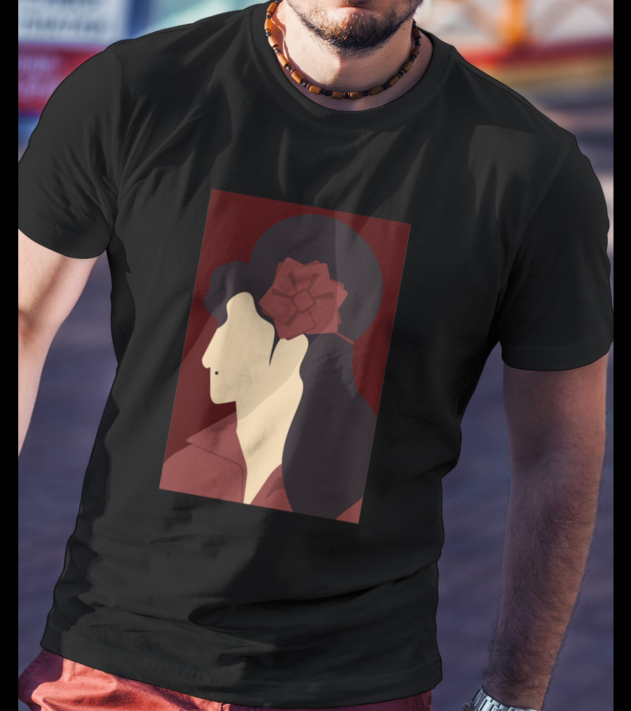 Amy Winehouse Minimalist Art Profile With Red Flower 1373543 T-Shirt