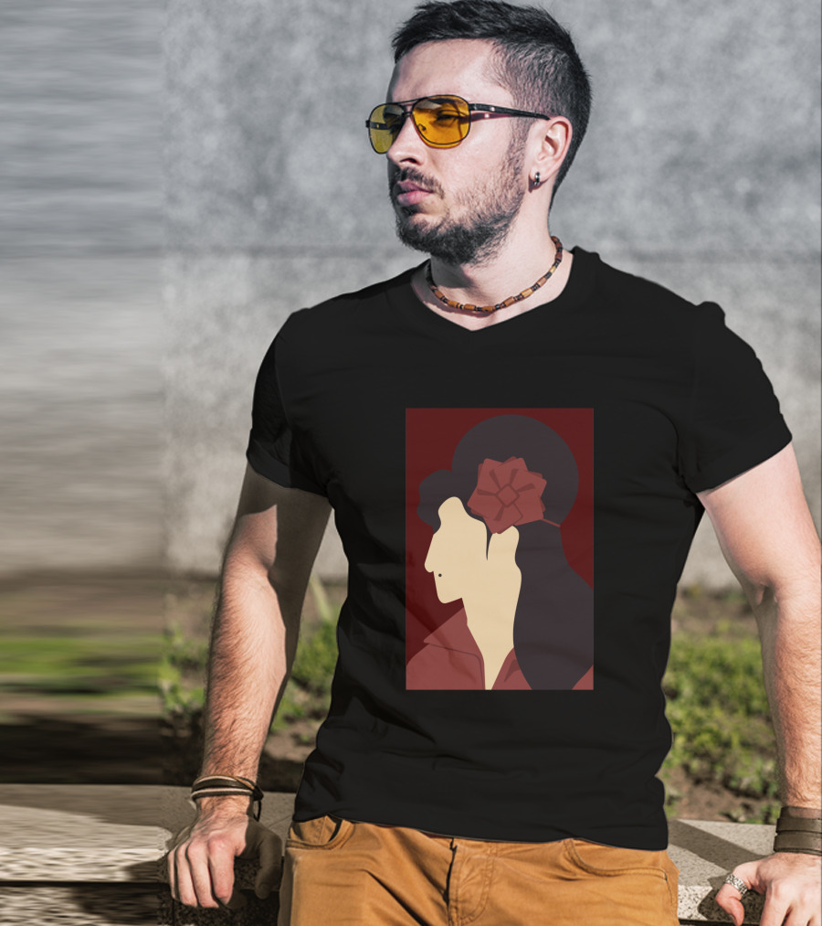 Amy Winehouse Minimalist Art Profile With Red Flower 1373543 T-Shirt