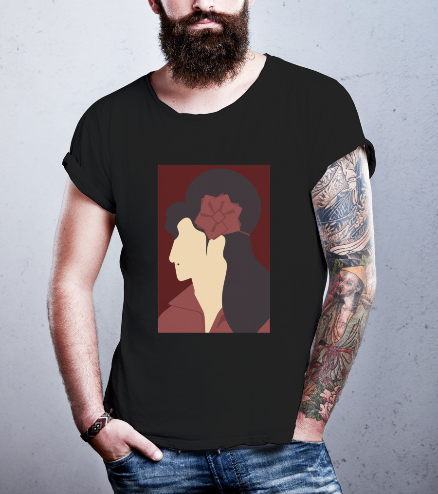 Amy Winehouse Minimalist Art Profile With Red Flower 1373543 T-Shirt