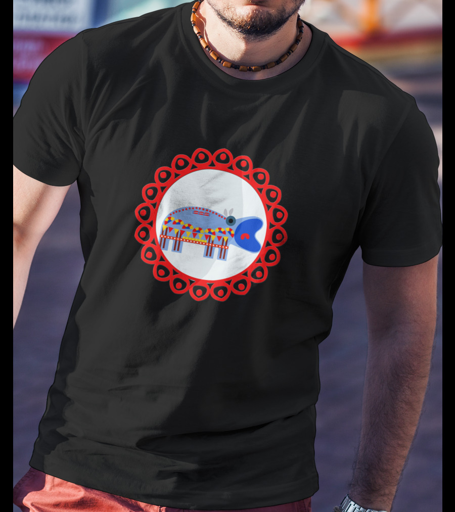 Ornate Hippo In Red Circular Frame Pattern 1408945 T-Shirt