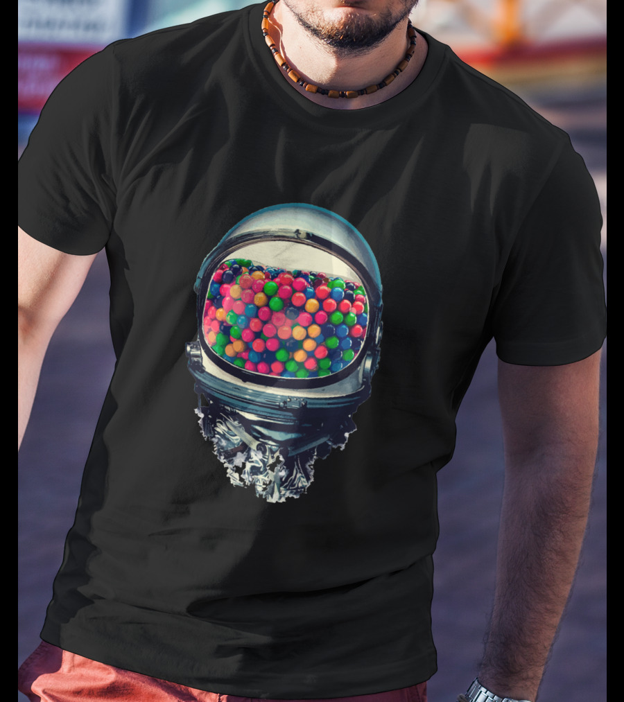 Astrogum 9339 Colorful Gumballs In Space Helmet T-Shirt