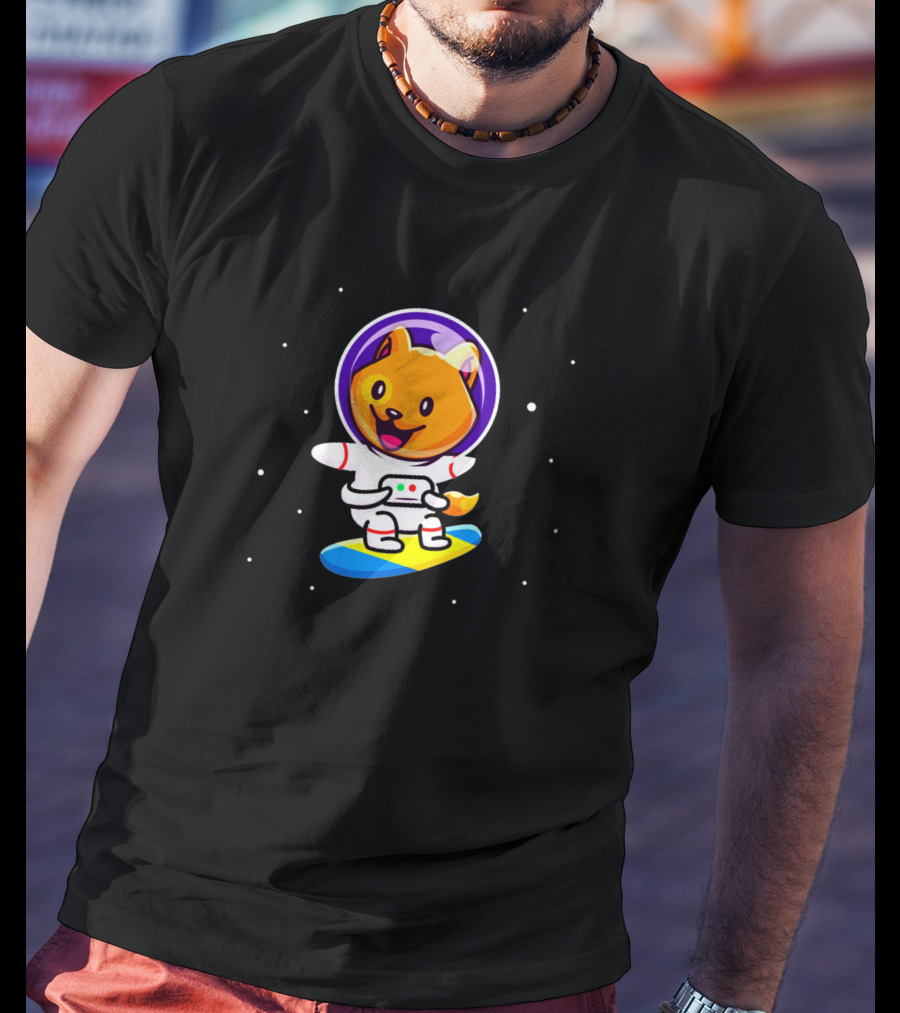 Astronomer 1392143 Space Dog Surfing In Outer Space T-Shirt