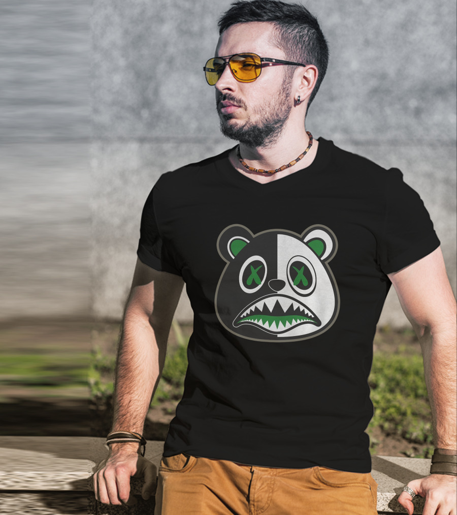 Lucky Green 13s Panda Split Face T-Shirt