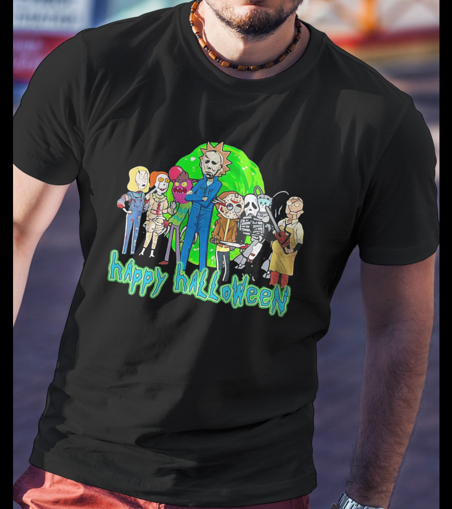 Happy Halloween Michael Myers Rick And Morty T-Shirt