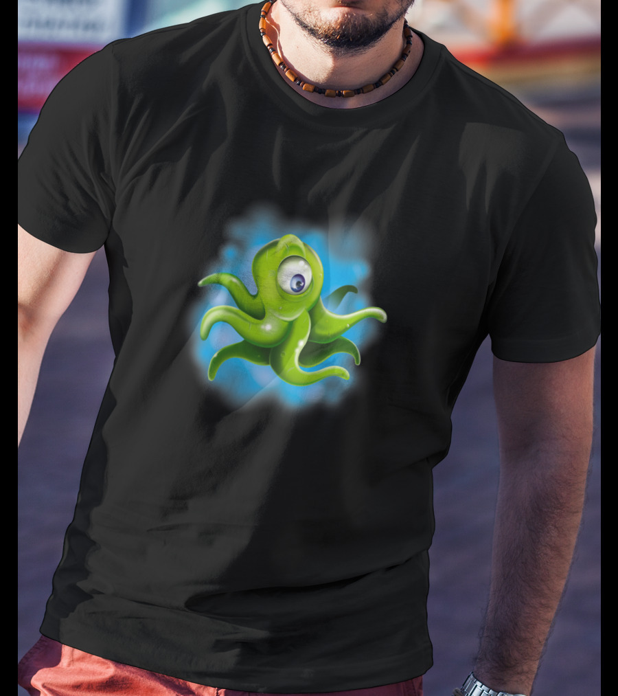 Squid Alien Cartoon Creature With One Eye T-Shirt