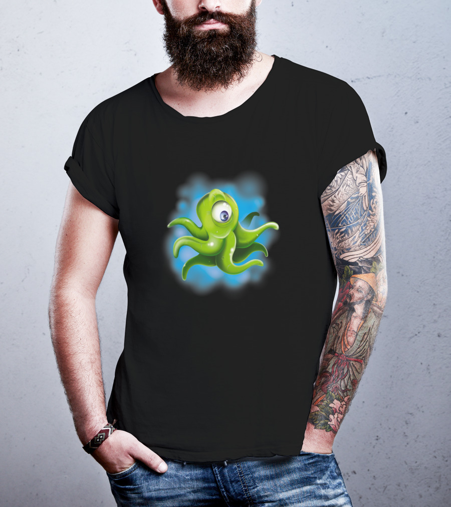 Squid Alien Cartoon Creature With One Eye T-Shirt
