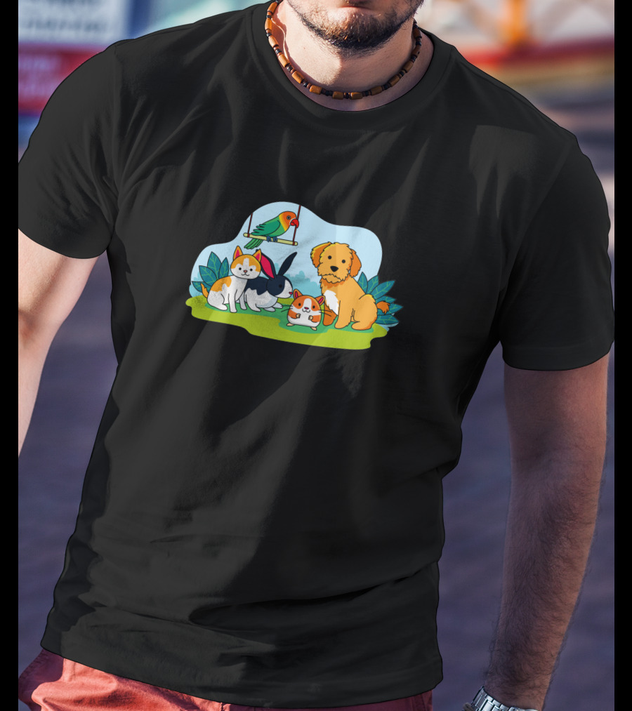 Animal Lucu Kucing Kelinci Anjing Burung 1473433 T-Shirt