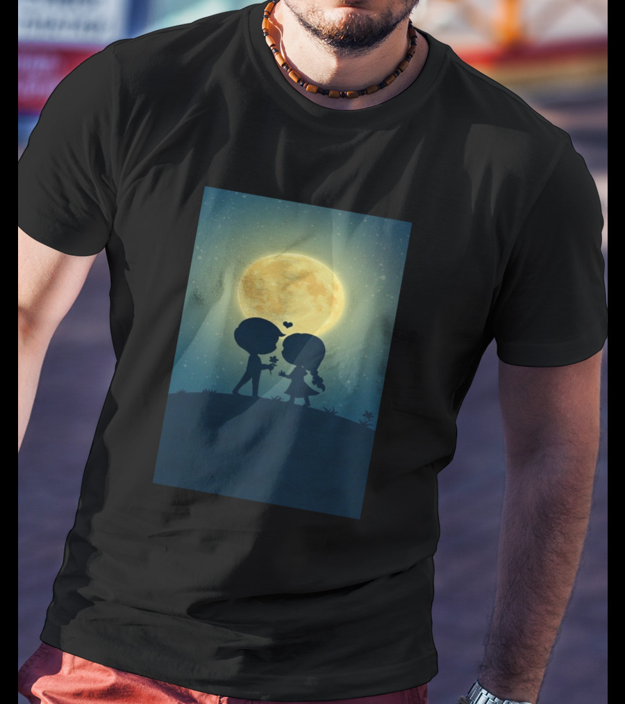 Anime 410328 Silhouette Couple Full Moon Romance T-Shirt