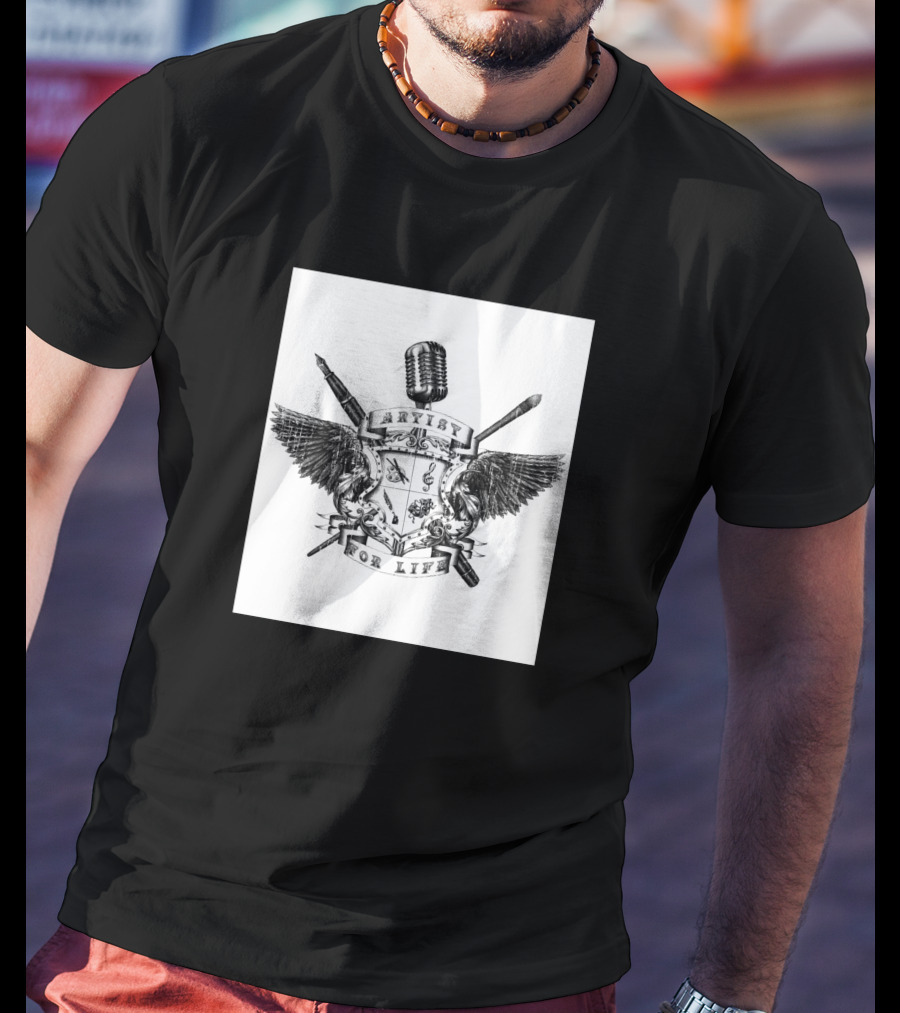 Artist For Life Microphone Brush Wings Shield 234592 T-Shirt