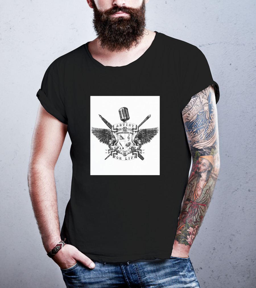 Artist For Life Microphone Brush Wings Shield 234592 T-Shirt