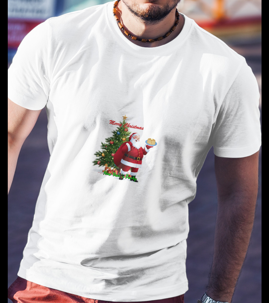 Merry Christmas Santa Claus New Year Party Pancakes T-Shirt