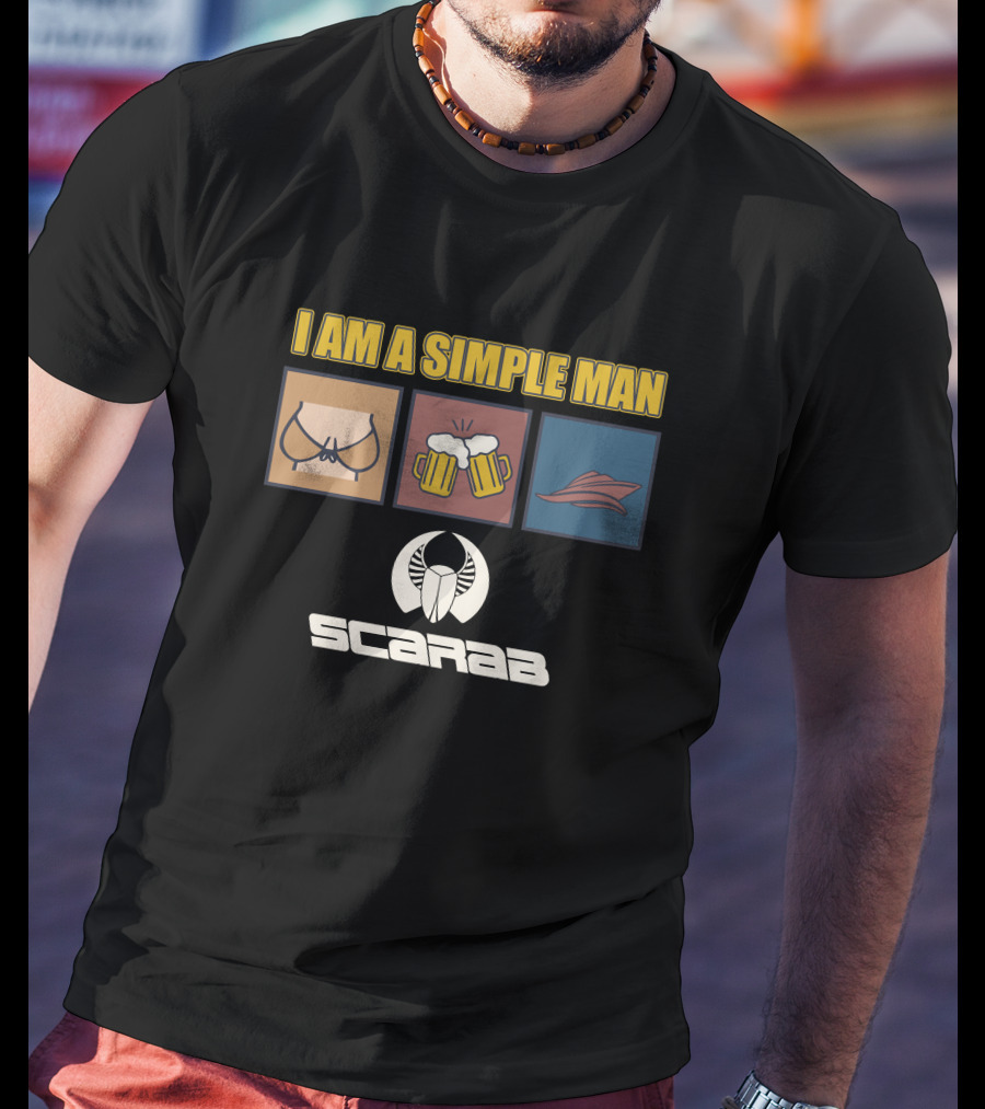 I Am A Simple Man Scarab Boats Beer Wings T-Shirt