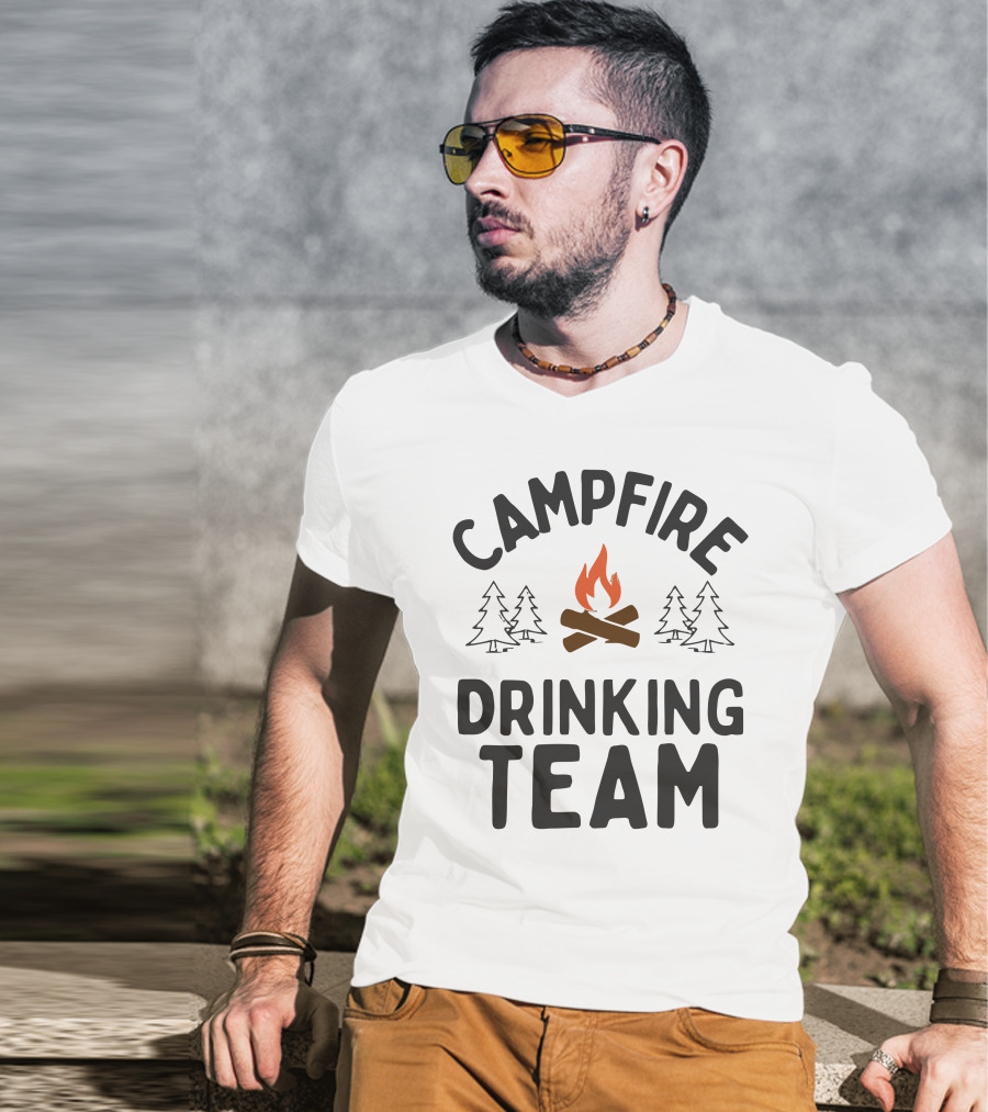 Campfire Drinking Team Camping Vectorized T-Shirt