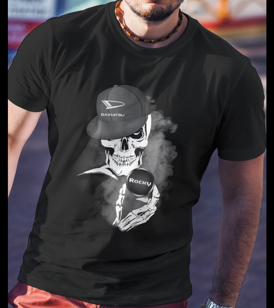 Daihatsu Rocky Skull With Hat And Smoke T-Shirt
