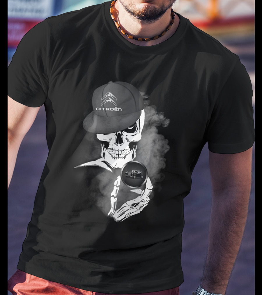 Citroen Traction Skeleton With Cap And Smoke T-Shirt
