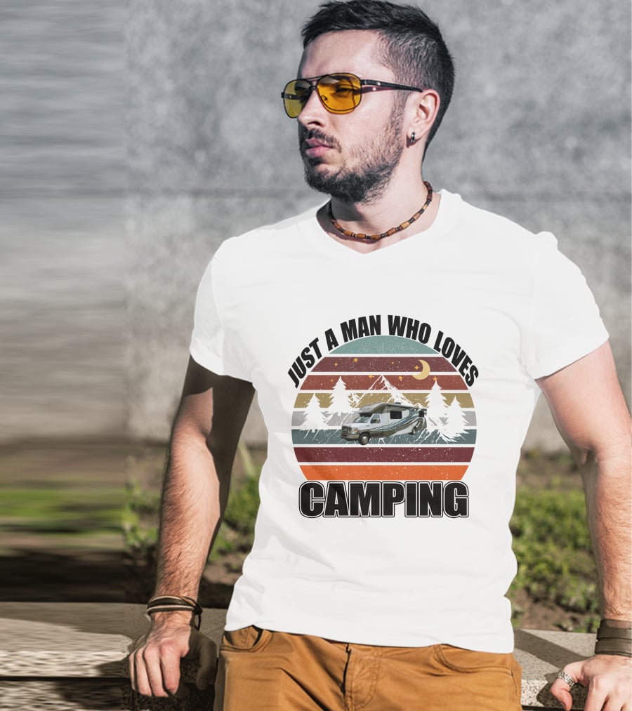 Just A Man Who Loves Camping Winnebago Class C Motorhomes T-Shirt