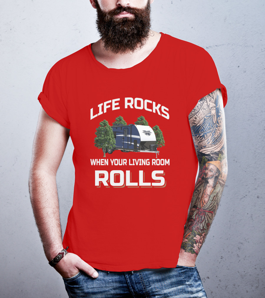 LIFE ROCKS WHEN YOUR LIVING ROOM ROLLS Livin Lite Quicksilver T-Shirt