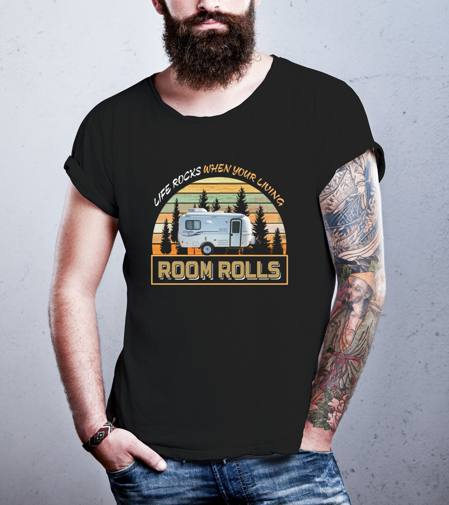 Life Rocks When Your Living Room Rolls Casita 17ft Caravan Forest Vintage Retro Camper T-Shirt