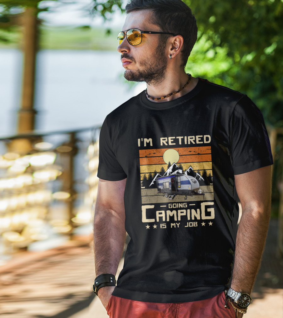 I'm Retired Going Camping Is My Job Wolf Pup 16FQ T-Shirt