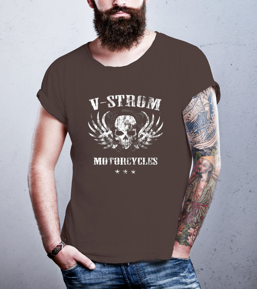 V-Strom Motorcycles Skull Wings Stars T-Shirt