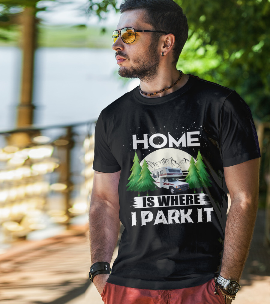 Home Is Where I Park It 1993 Toyota Winnebago Warrior Mountain Adventure Scene T-Shirt