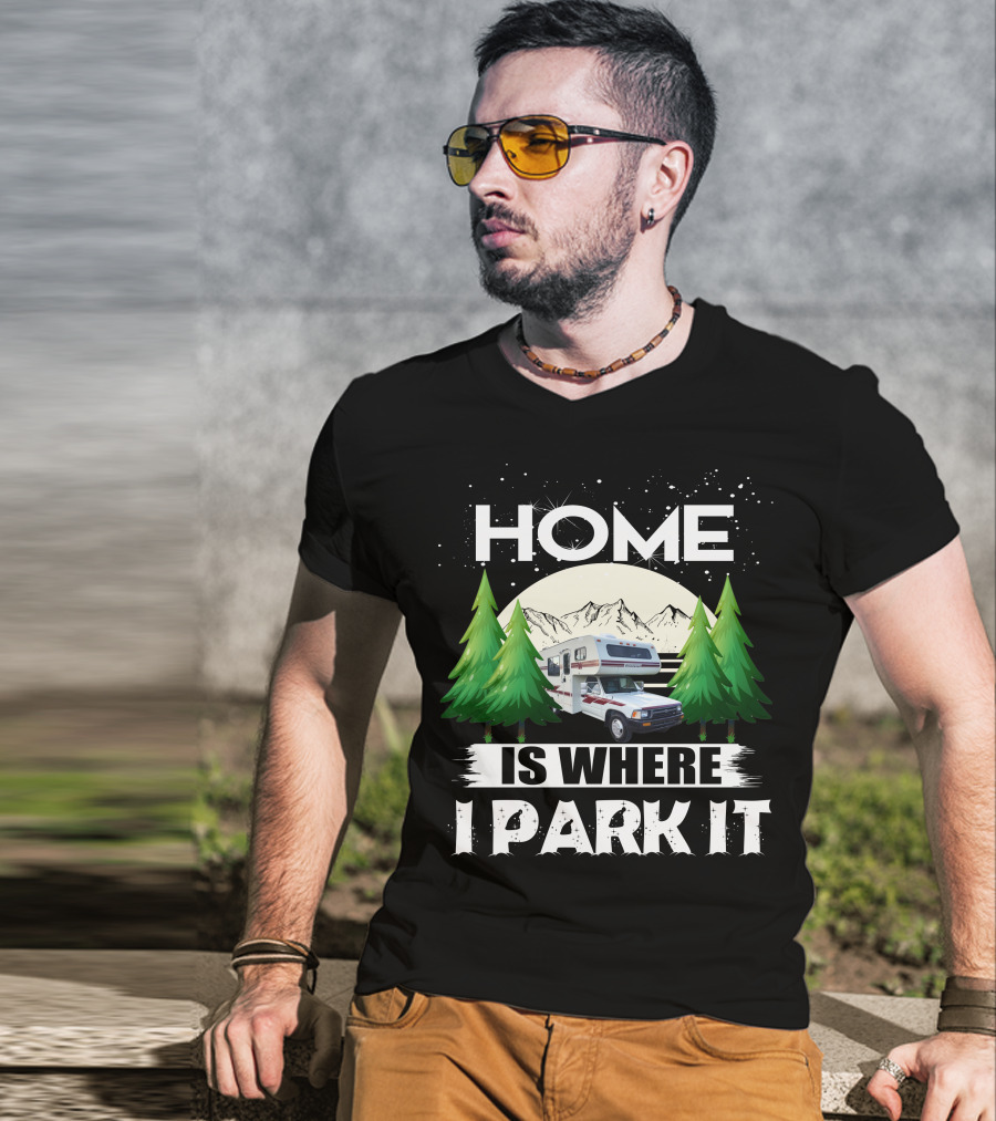 Home Is Where I Park It 1993 Toyota Winnebago Warrior Mountain Adventure Scene T-Shirt