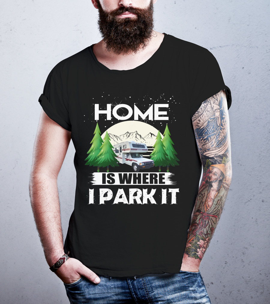 Home Is Where I Park It 1993 Toyota Winnebago Warrior Mountain Adventure Scene T-Shirt