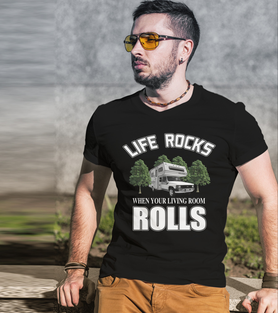 Life Rocks When Your Living Room Rolls Toyota Dolphin Motorhome T-Shirt