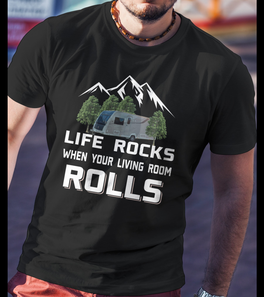 LIFE ROCKS WHEN YOUR LIVING ROOM ROLLS Elddis Crusader T-Shirt