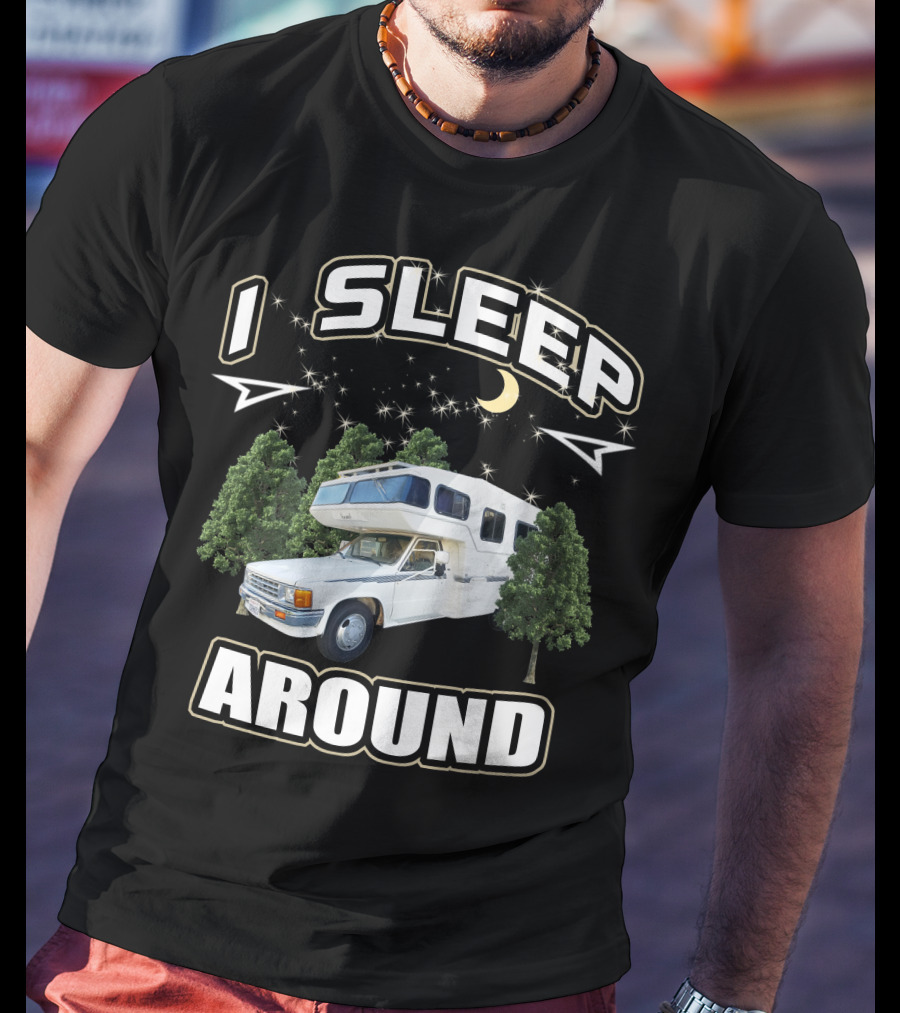 1987 Toyota Sunrader I Sleep Around Camper Moon Trees T-Shirt