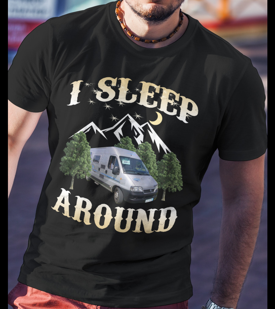 I SLEEP AROUND Adria Twin Campervan Mountain Adventure Camping T-Shirt