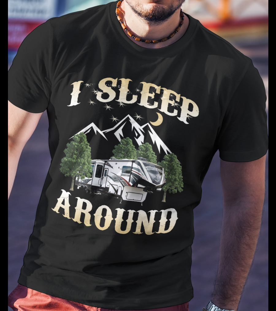 I Sleep Around Grand Design Momentum 397th Camper Mountain Trees Moon T-Shirt