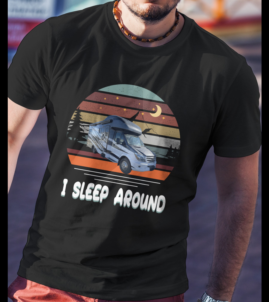 I Sleep Around Tiffin Wayfarer Retro RV Camping Moon Stars T-Shirt
