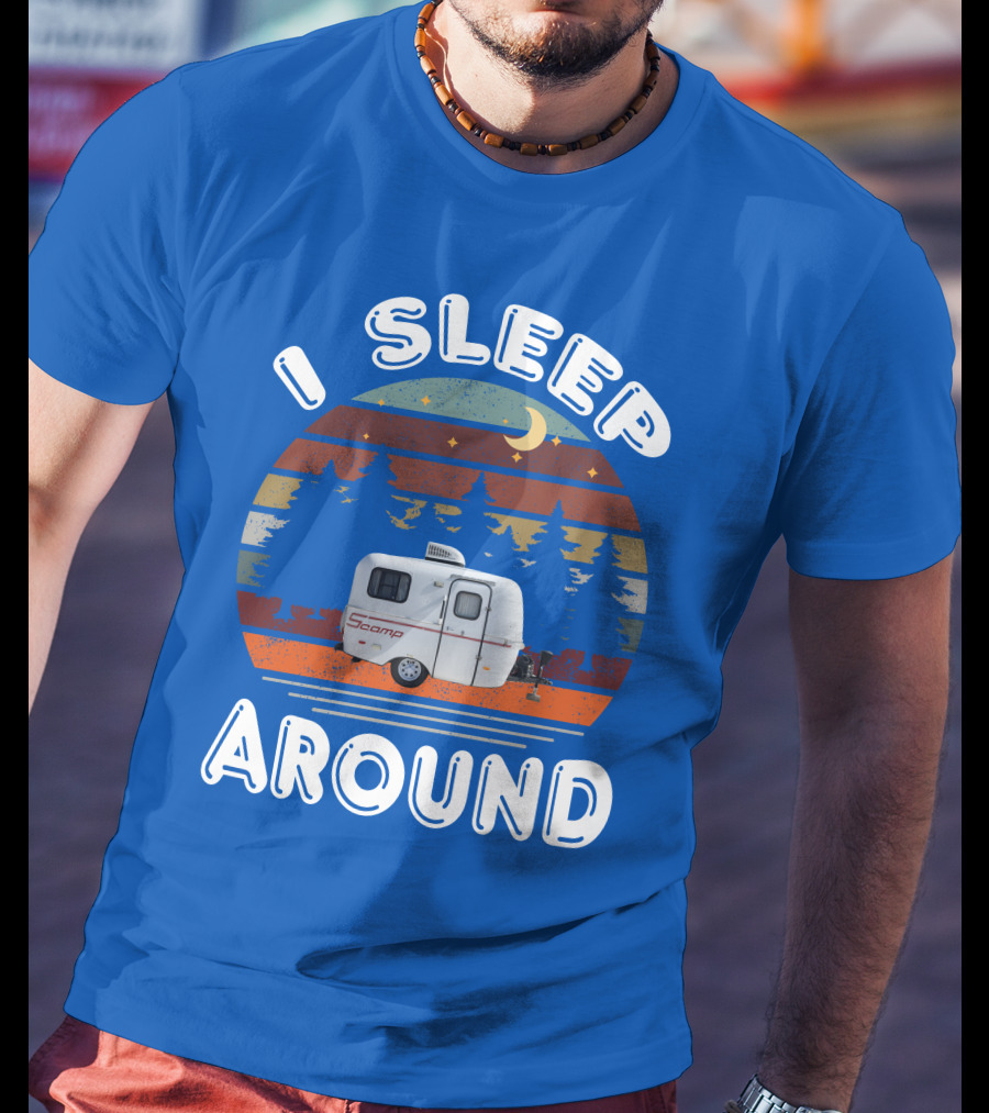 I Sleep Around Scamp Travel Trailers Night Trees Moon Stars T-Shirt