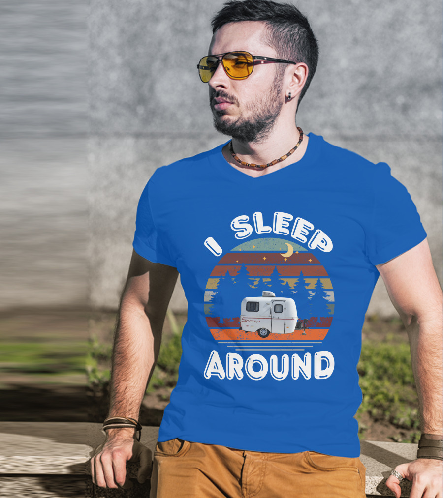 I Sleep Around Scamp Travel Trailers Night Trees Moon Stars T-Shirt