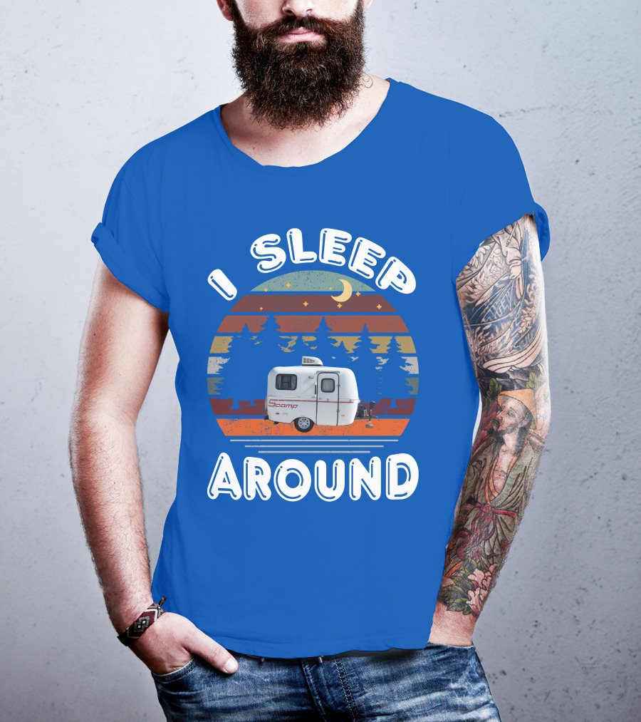 I Sleep Around Scamp Travel Trailers Night Trees Moon Stars T-Shirt