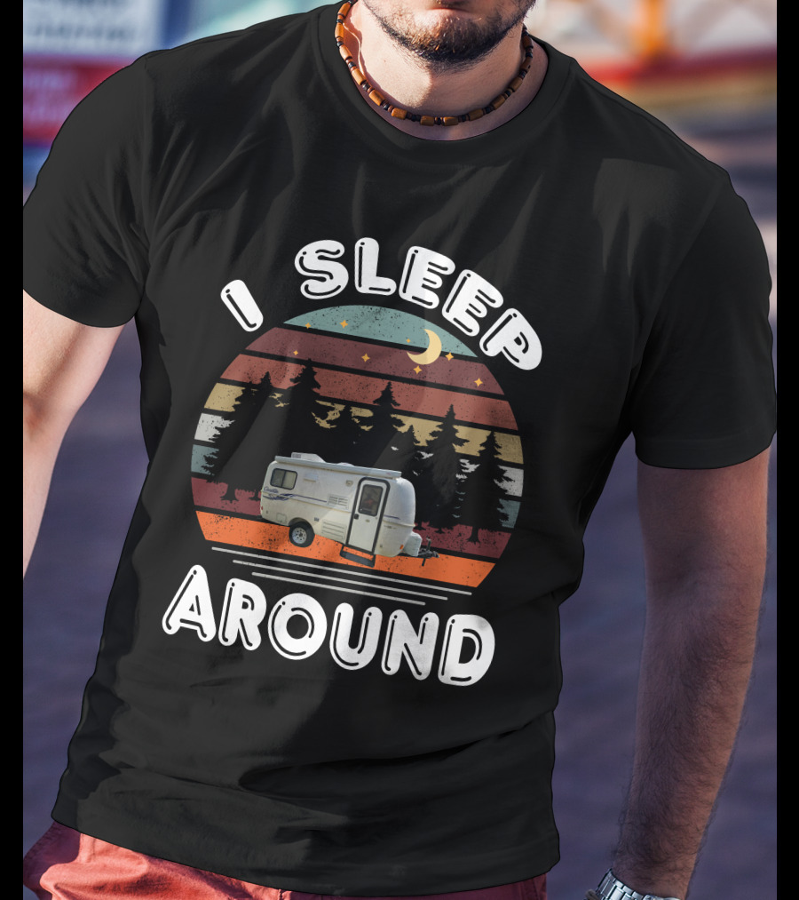 I Sleep Around Casita 1 Camper Vintage Sunset Pines T-Shirt