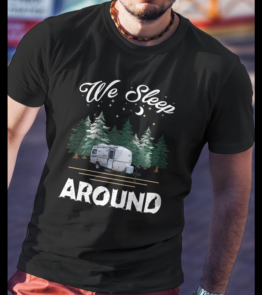 We Sleep Around Casita Camper Moon Stars Forest T-Shirt