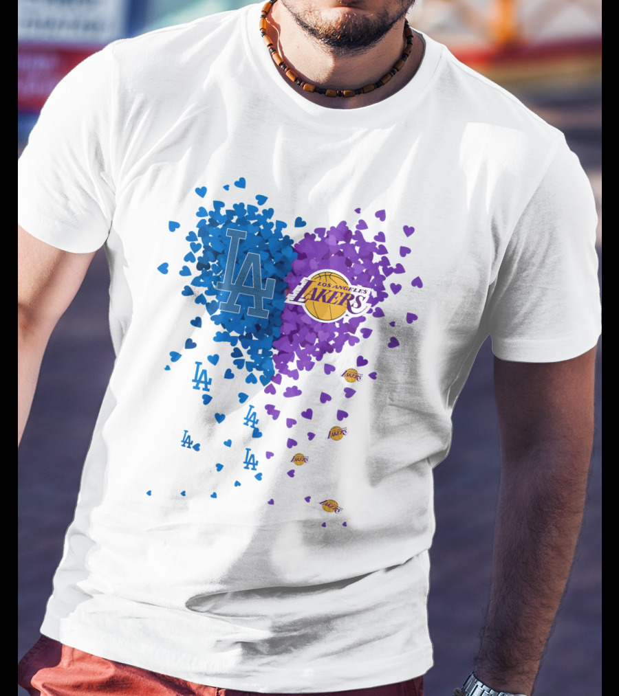 Los Angeles Lakers And LA Dodgers Heart T-Shirt
