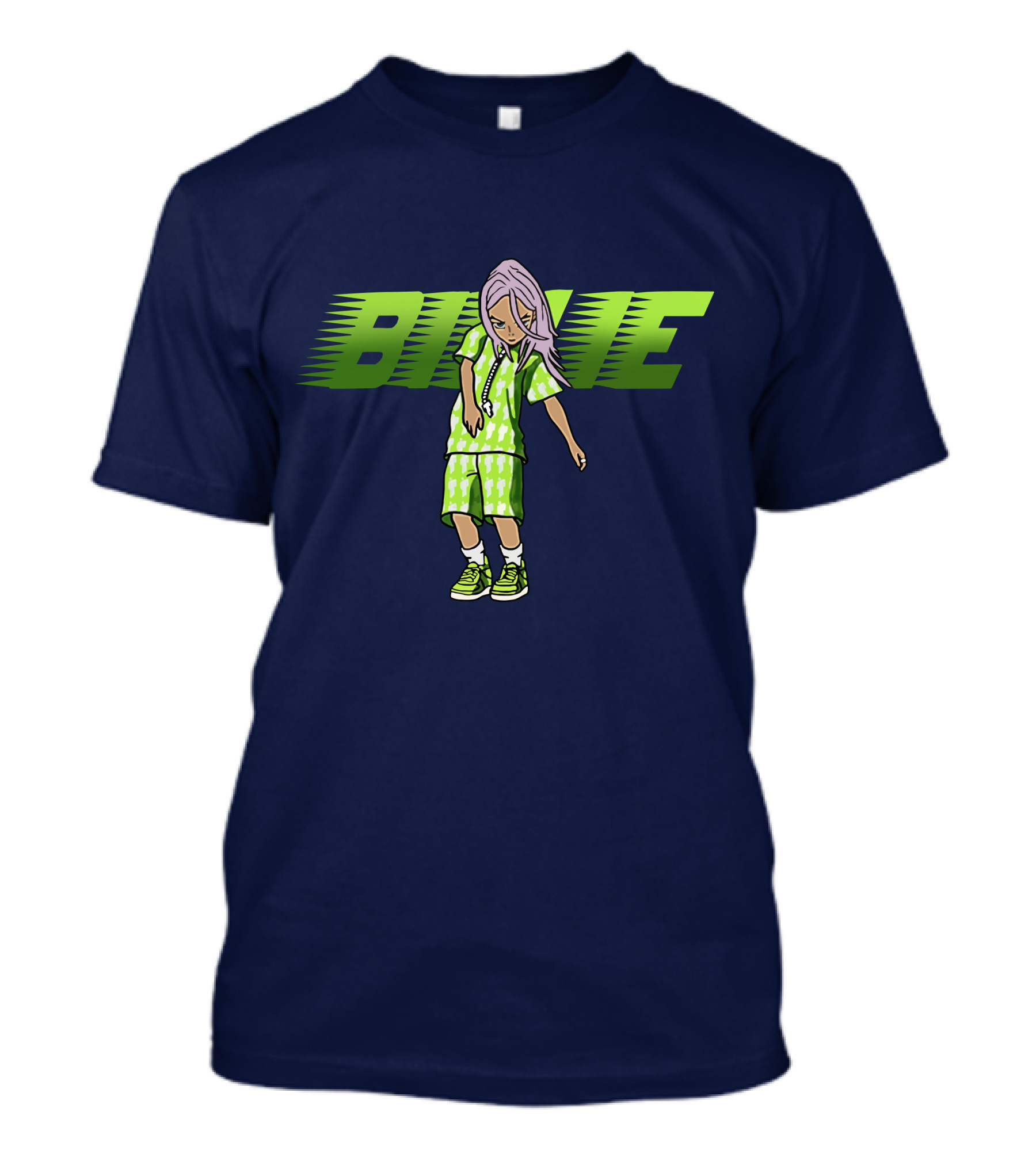 Takashi Murakami Billie Eilish Collaborative Green Outfits Graphic Billie T-Shirt