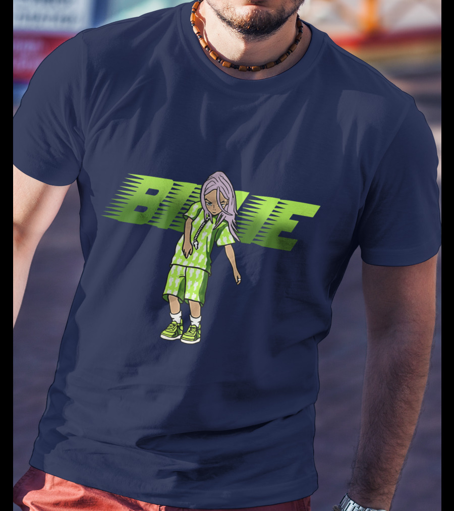 Takashi Murakami Billie Eilish Collaborative Green Outfits Graphic Billie T-Shirt