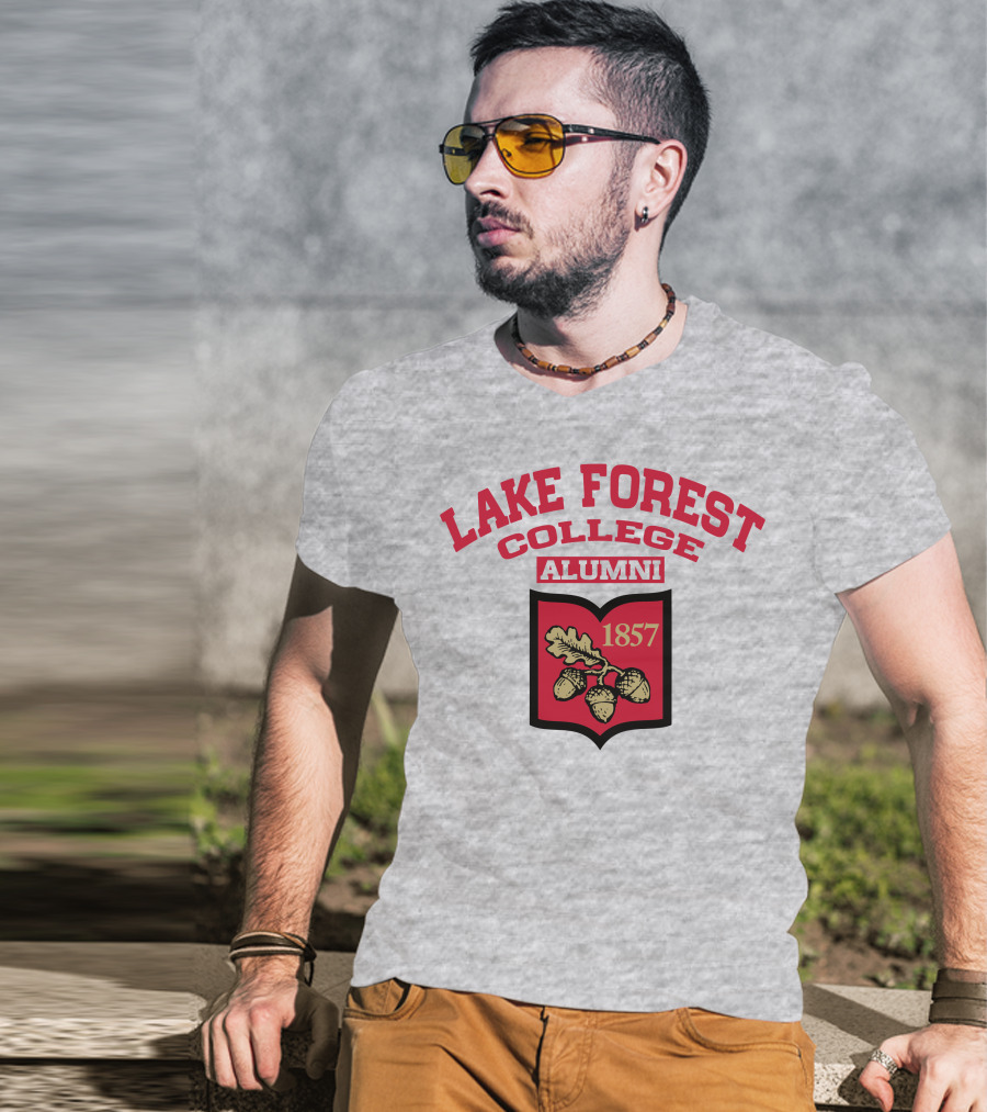 Lake Forest College Alumni 1857 Logo Acorn Shield T-Shirt