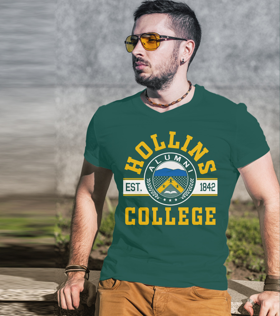 Hollins College Alumni Est. 1842 Fleur-de-lis And Mountain Emblem T-Shirt