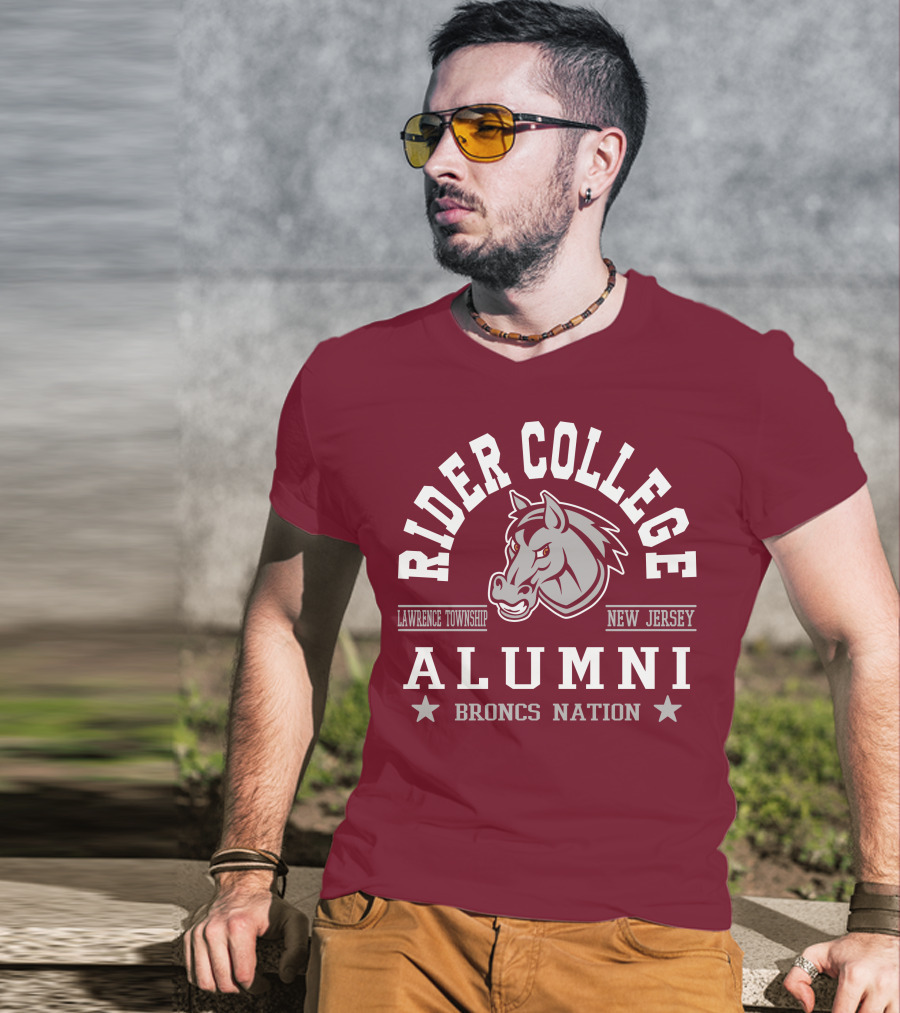 Rider College Alumni Broncs Nation Lawrence Township New Jersey T-Shirt